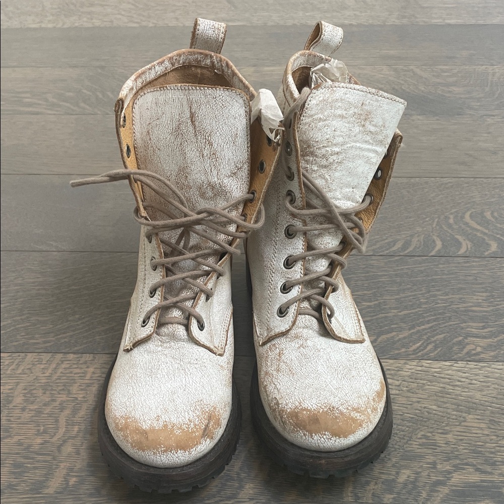 Ecote White and Tan Combat Boots